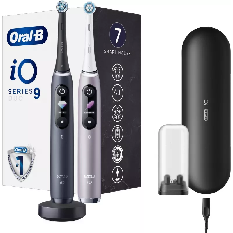 Dantų šepetėlis Oral-B iO Series 9 Duo 2 vnt. Black Onyx/Rose Quartz
