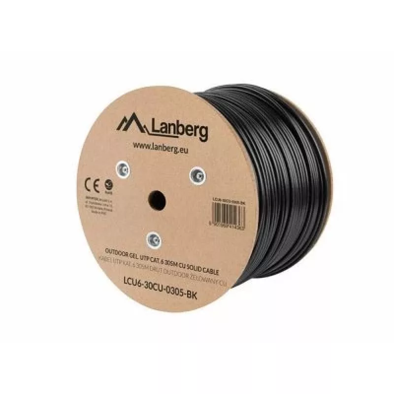 Lanberg LCU6-30CU-0305-BK tinklo kabelis, juodas, 305 m, Cat.6 U/UTP, lauko