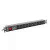 LANBERG PDU-10I-0200-IEC-BK maitinimo skirstytuvas – 10× C13 lizdų, 2 m laidas, 10 A, 2500 W, juodas