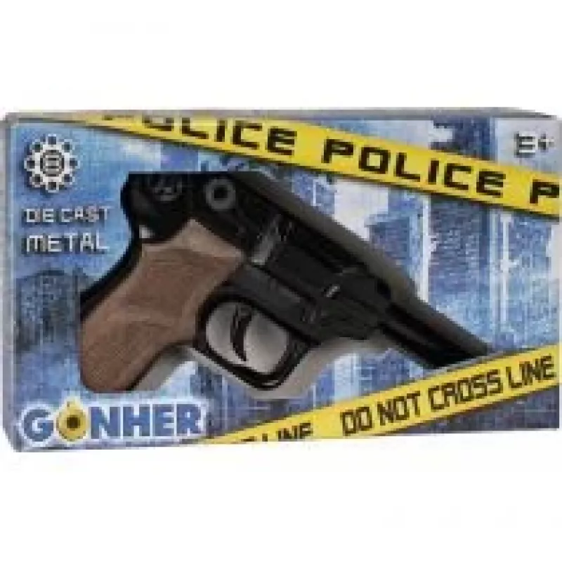 Žaislinis metalinis policijos revolveris Gonher 8 šūviams, modelis 258441