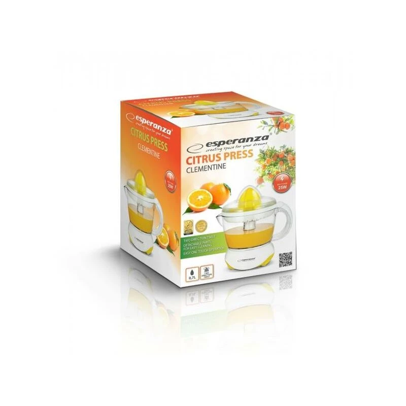Elektrinė citrusinių spaudė ESPERANZA EKJ001Y — 0,7 l dubuo, 25 W, balta/geltona