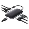 Dokavimo stotelė nešiojamam kompiuteriui AUKEY CB-C71 — 3x USB-C (USB 3.2 Gen1), HDMI, RJ-45, MicroSD, USB PD 100W, 0,15 m laidas, juoda