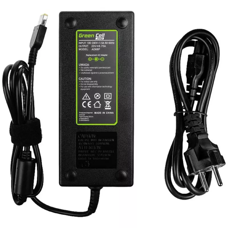 Maitinimo adapteris Green Cell AD68P 135 W AC-DC 20 V 6,75 A Vidinis Juodas