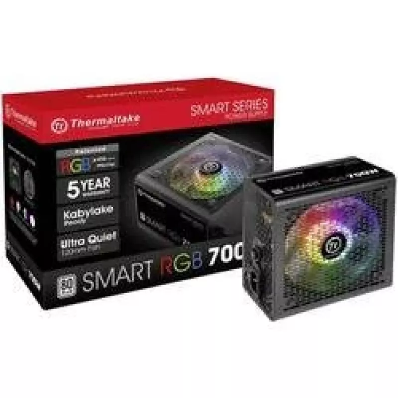 Thermaltake Smart 700W RGB maitinimo blokas, 80PLUS, 230V EU, 2xPEG, 120mm, Single Rail