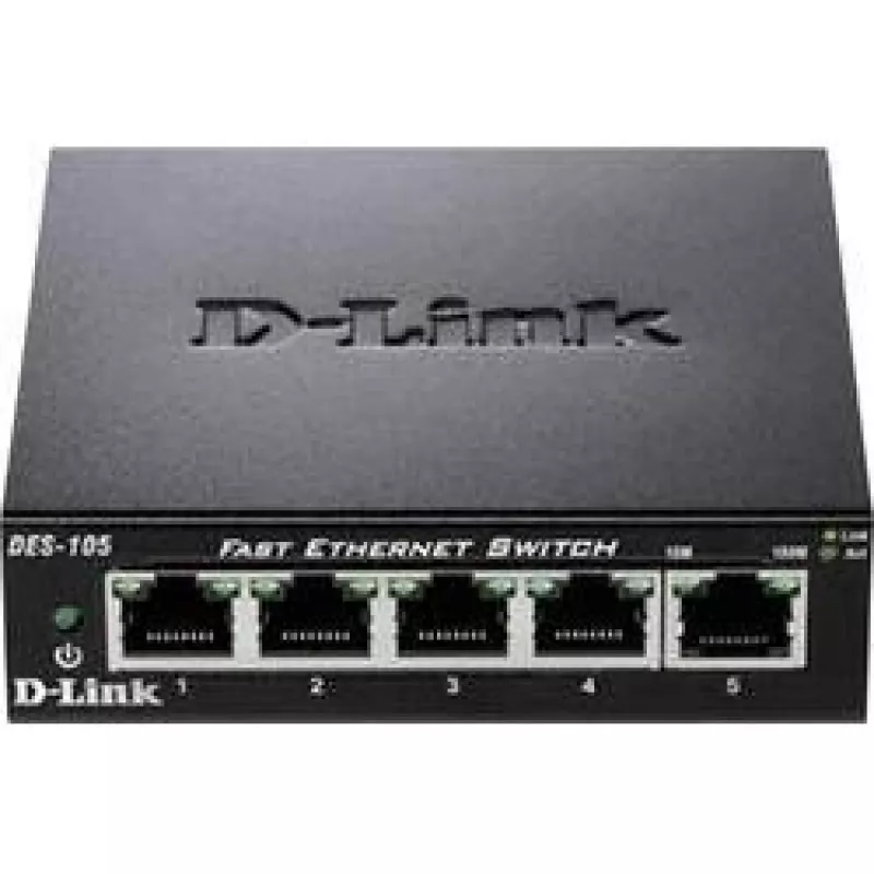 D-Link DES-105 nevaldomas L2 jungiklis, 5 prievadai, metalinis korpusas