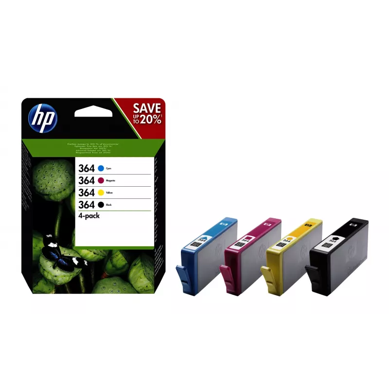 Originalūs HP 364 rašalo kasetės 4 vnt. (juoda, žydra, purpurinė, geltona) N9J73AE