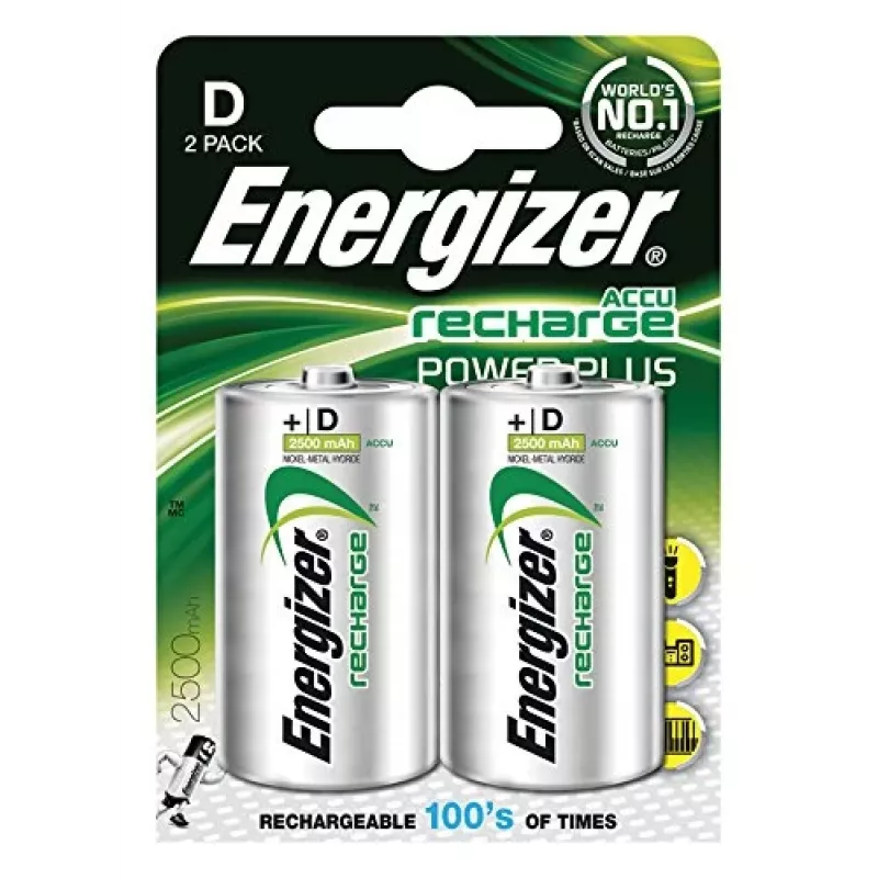 Energizer Įkraunamos D baterijos NiMH 2500mAh - 2 vnt. pakuotė