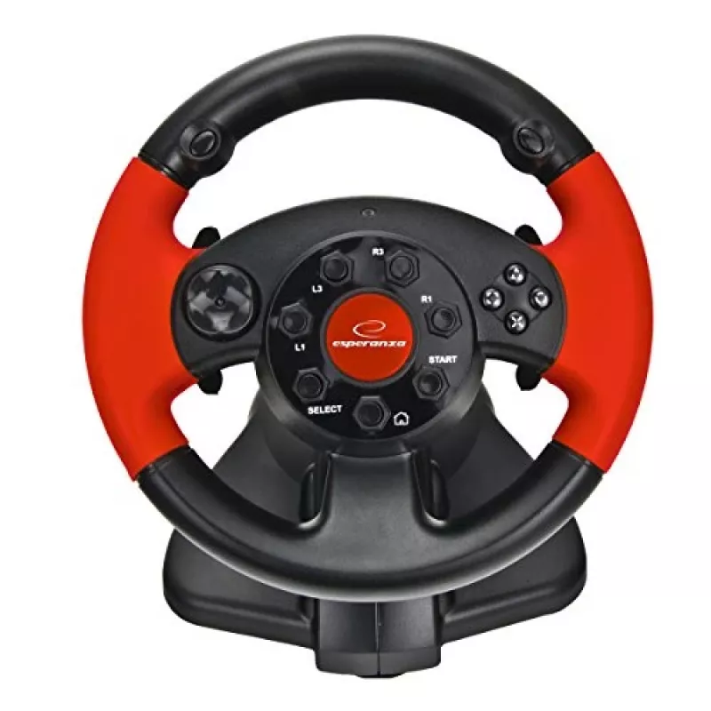 Vairas ESPERANZA EG103 žaidimų valdiklis – PC/PS2/PS3, 13 mygtukų, vibracija, akselerometras, juodas/raudonas