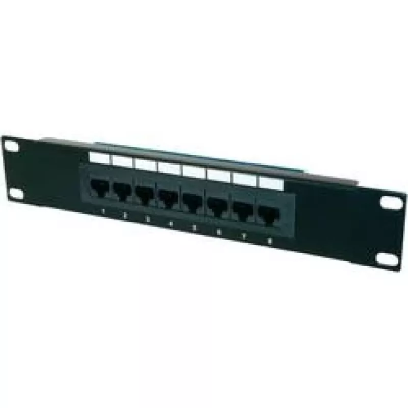 Patch panel 8 portų, Cat5e, U/UTP, 1U, juodas (10 colių)