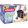 Vileda EasyWring & Clean Turbo šluota su kibiru, raudonas technopolimerinis kibiras, nuimama skalbiama mikropluošto galvutė, kietoms grindims