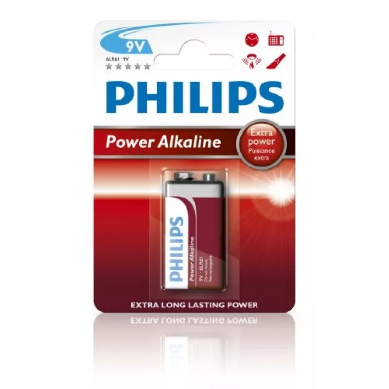 Vienkartinė baterija Philips PowerLife šarminė 9V 6LR61P1B/10