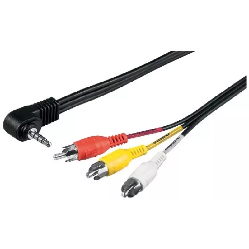 Wentronic Goobay adapterinis kabelis 3,5 mm lizdas / RCA, 1,5 m - 3,5 mm kištukas (4 kontaktai, stereo) 90° > 3x RCA kištukas (50209)