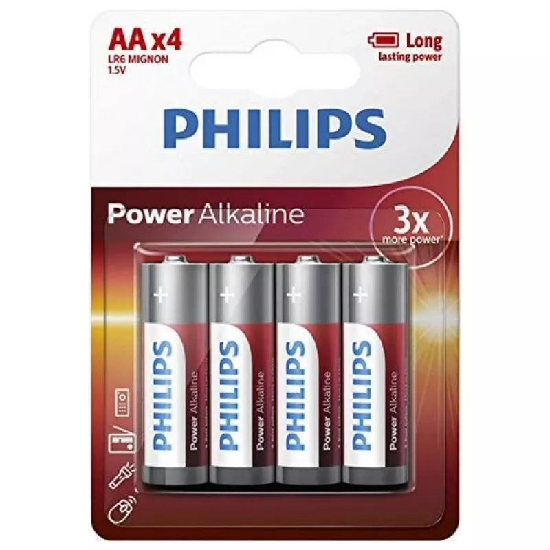Philips Power Alkaline LR6P4B/10 šarminė baterija AA, 1,5 V, 4 vnt.