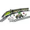 LEGO City 60337 Express keleivinis traukinys su nuotolinio valdymo pultu, žaislas vaikams, berniukams ir mergaitėms, su veikiančiais priekiniais žibintais, 2 vagonais ir 24 bėgių dalimis