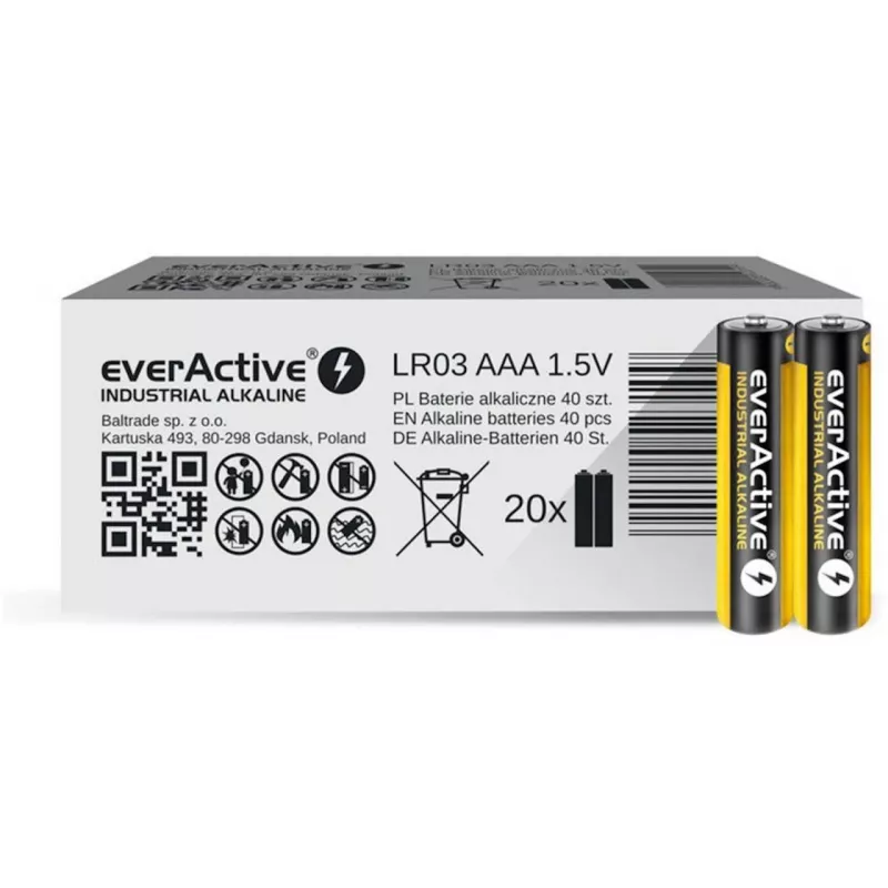 Šarminė vienkartinė baterija everActive EVLR03S2IK AAA 1,5V, 40 vnt., 5 metų galiojimo laikas