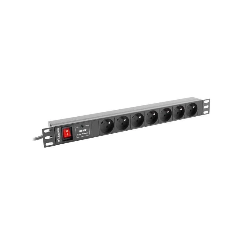 LANBERG PDU-07E-0200-IEC-BK PDU 1U 10A 7 lizdų prancūziškas 2m Juoda