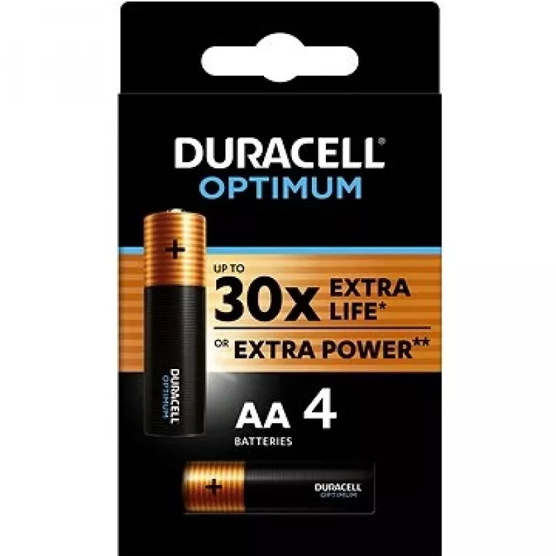 Duracell Optimum AA LR6 baterijos, lizdinė pakuotė, 4 vnt.