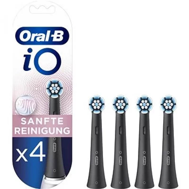 Šepetėlių galvutės Oral-B iO Gentle Care — 4 vnt., juodos, keičiamos