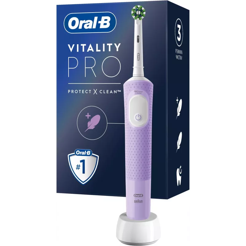 Oral-B D103 Vitality Pro elektrinis dantų šepetėlis, įkraunamas, suaugusiems, alyvinė migla