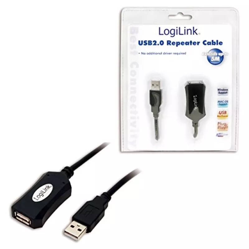 LogiLink USB 2.0 kartotuvinis laidas - 5 m USB A laidas