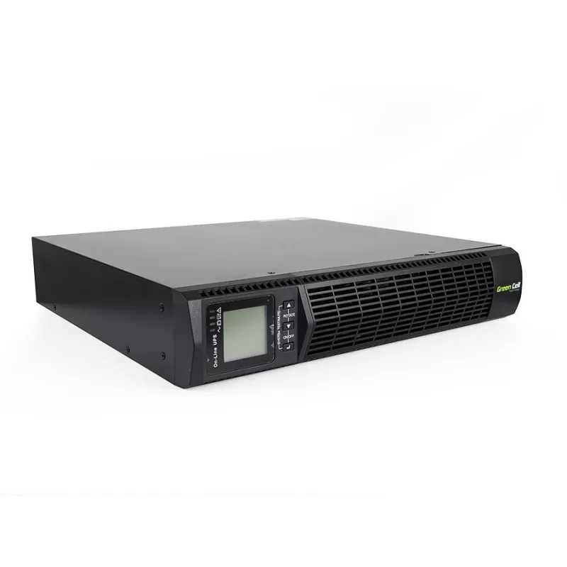 Nepertraukiamo maitinimo šaltinis Green Cell UPS13 — dvigubo keitimo UPS, 1000 VA / 900 W, grynas sinusas, 6 AC lizdai, LCD, 2×12V 9Ah baterijos