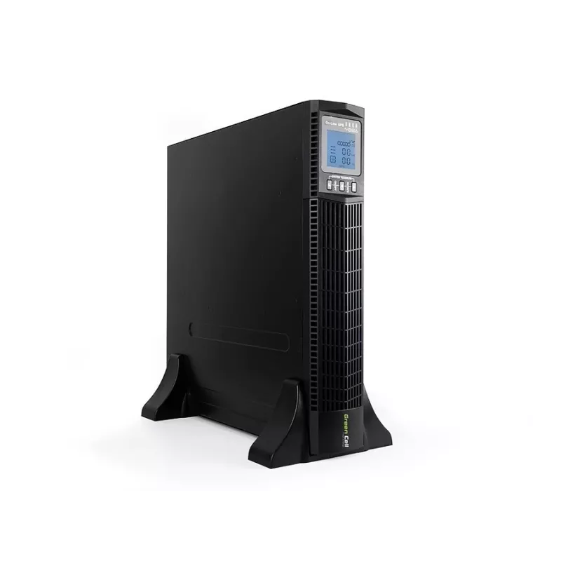 Nepertraukiamo maitinimo šaltinis Green Cell UPS13 — dvigubo keitimo UPS, 1000 VA / 900 W, grynas sinusas, 6 AC lizdai, LCD, 2×12V 9Ah baterijos