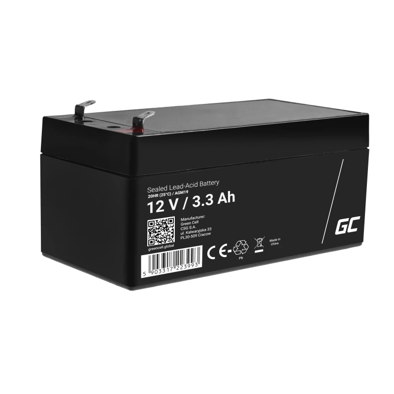 Green Cell AGM19 UPS baterija švino rūgšties sandari 12 V 3,3 Ah