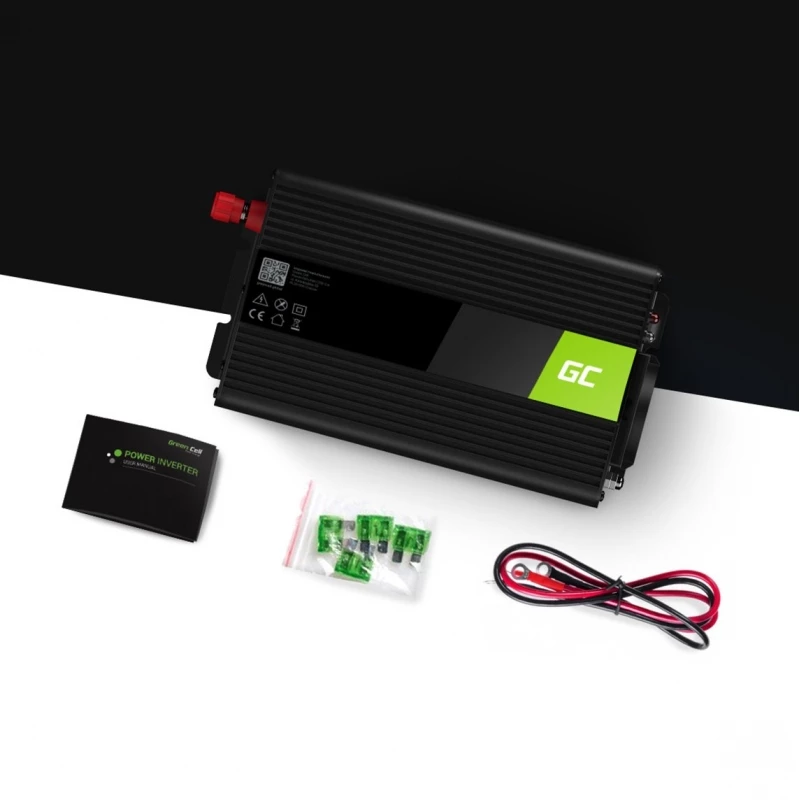 Inverteris Green Cell INV18 – nuolatinės srovės 24 V į kintamą 230 V, 1000 W, gryna sinusinė banga