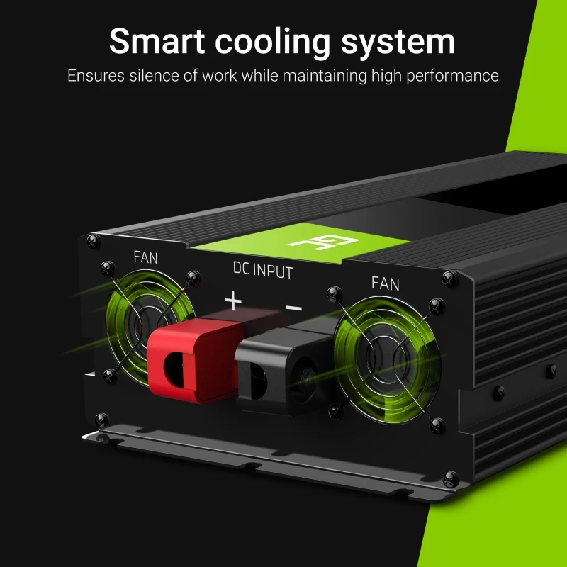 Keitiklis Green Cell INV12 3000 W 12 V į 230 V, 50 Hz, 1 USB, aktyvus aušinimas, juodas