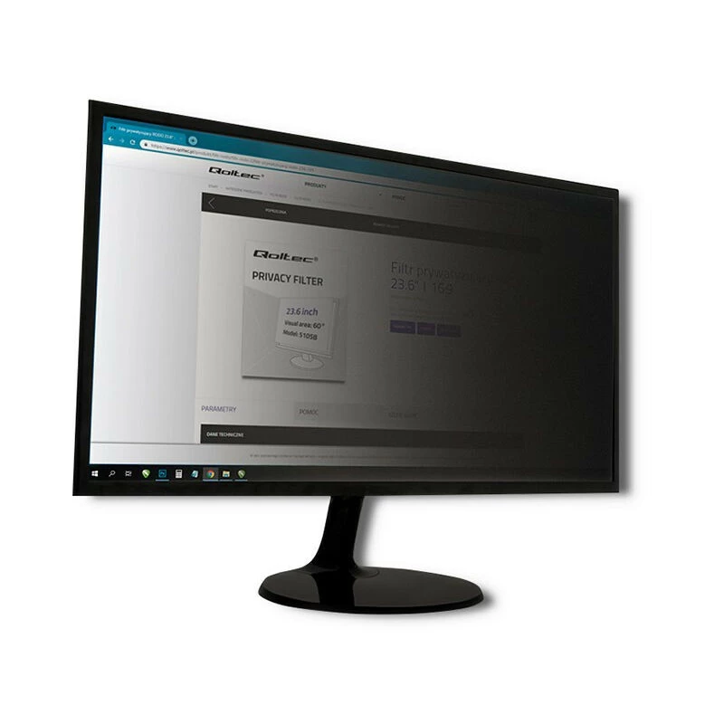 Privatumo filtras Qoltec 51059 23,8 colio (60,5 cm) monitoriui, 527 x 296,9 mm, skaidrus