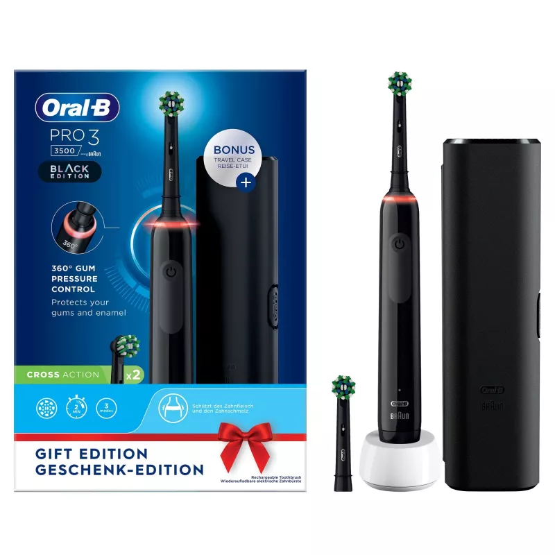 Oral-B Pro 3 3500 besukinis dantų šepetėlis suaugusiems juodas