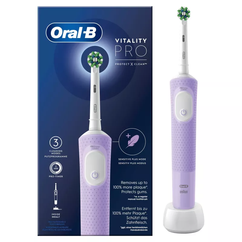 Oral-B Vitality Pro elektrinis dantų šepetėlis violetinis 1 šepetėlio galvutė