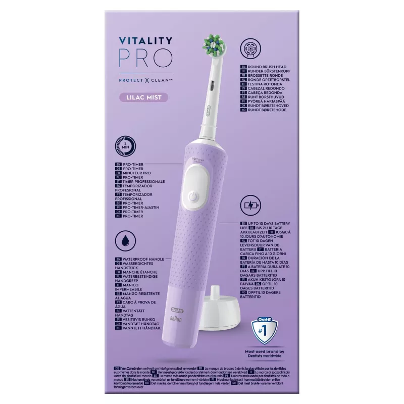 Oral-B Vitality Pro elektrinis dantų šepetėlis violetinis 1 šepetėlio galvutė