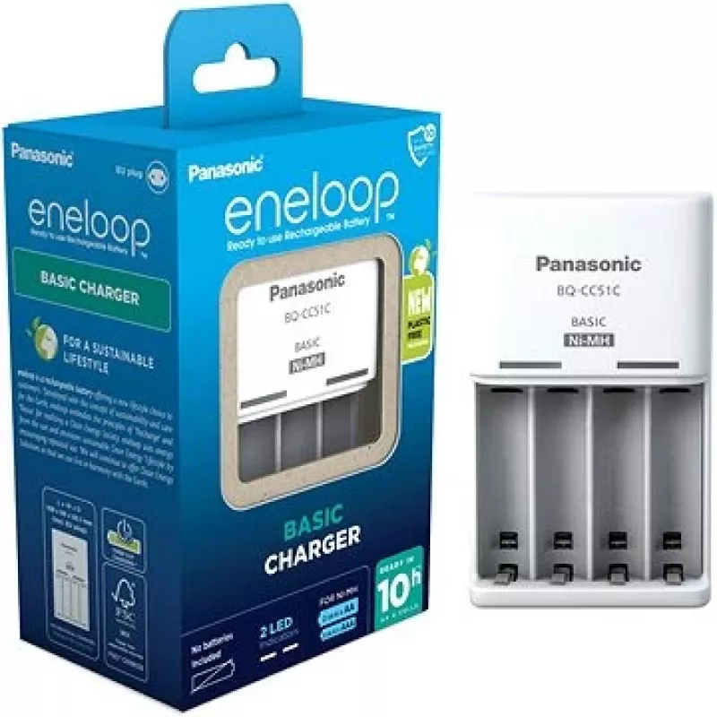 Panasonic 52051E02 Basic BQ-CC51 USB įkroviklis NiMH AAA/AA LED būsena