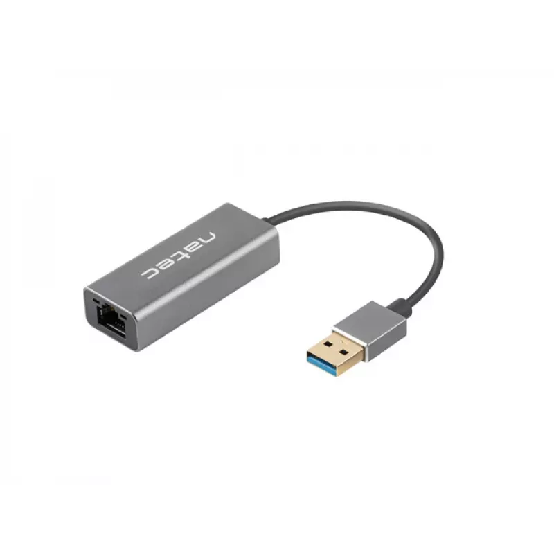 USB centras NATEC Cricket USB 3.2 Gen 1 Type-A su RJ-45 Ethernet 1000 Mbit/s, aliuminio korpusas, juoda