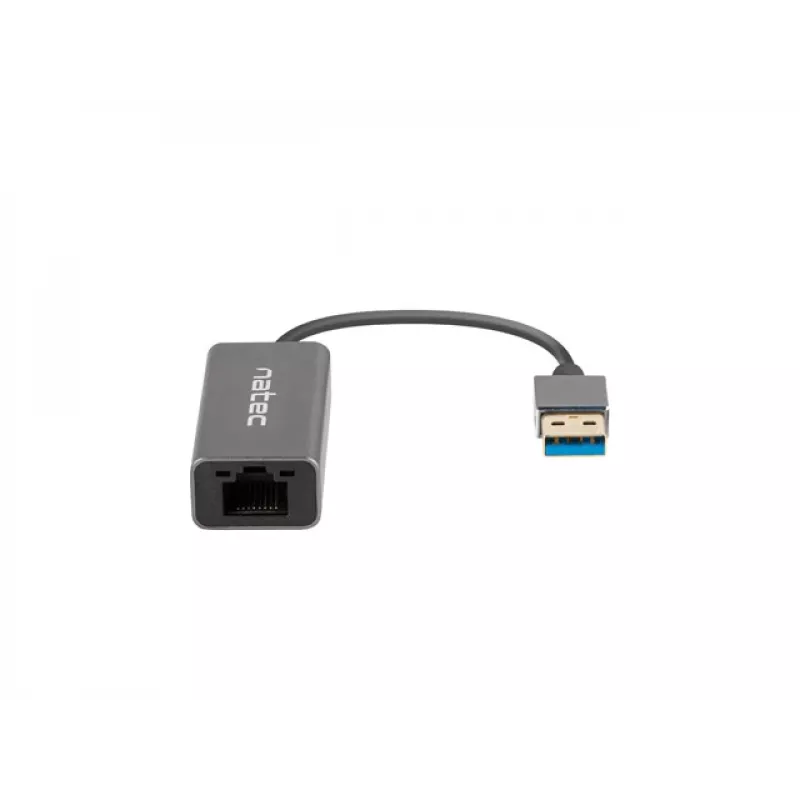 USB centras NATEC Cricket USB 3.2 Gen 1 Type-A su RJ-45 Ethernet 1000 Mbit/s, aliuminio korpusas, juoda