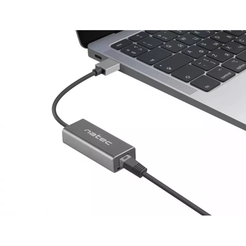 USB centras NATEC Cricket USB 3.2 Gen 1 Type-A su RJ-45 Ethernet 1000 Mbit/s, aliuminio korpusas, juoda