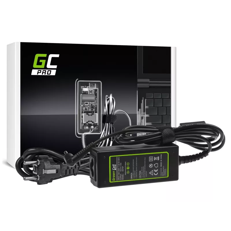 Maitinimo adapteris Green Cell AD70P, skirtas ASUS nešiojamiesiems kompiuteriams, 33W, 19V 1,75A, vidaus naudojimui, juodas