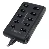 Logilink UA0125 USB šakotuvas 10 prievadų USB 2.0 su maitinimo adapteriu 3,5 A