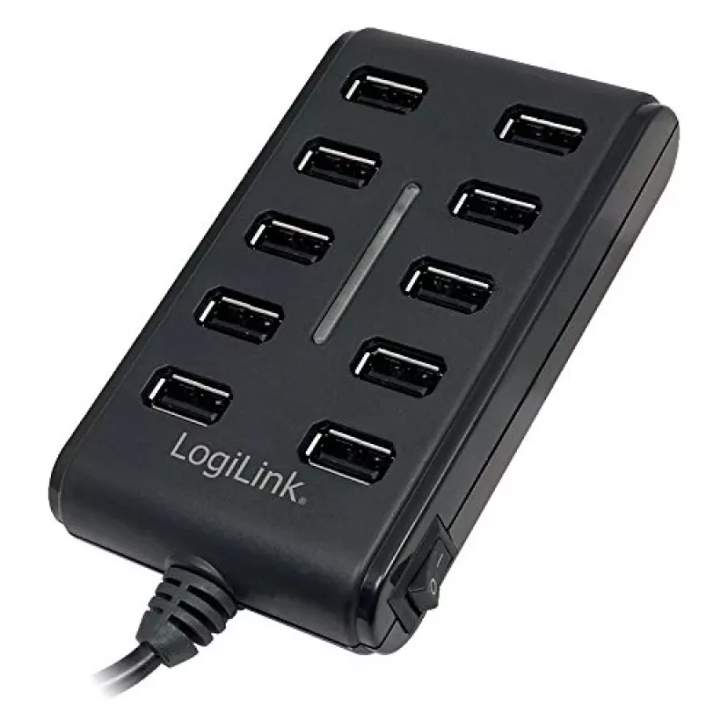 Logilink UA0125 USB šakotuvas 10 prievadų USB 2.0 su maitinimo adapteriu 3,5 A