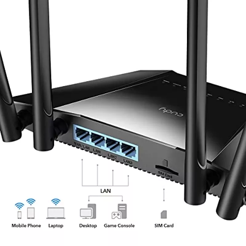 Cudy LT400 belaidis maršrutizatorius 4G LTE, 300Mbps, 2.4 GHz, Fast Ethernet, juodas
