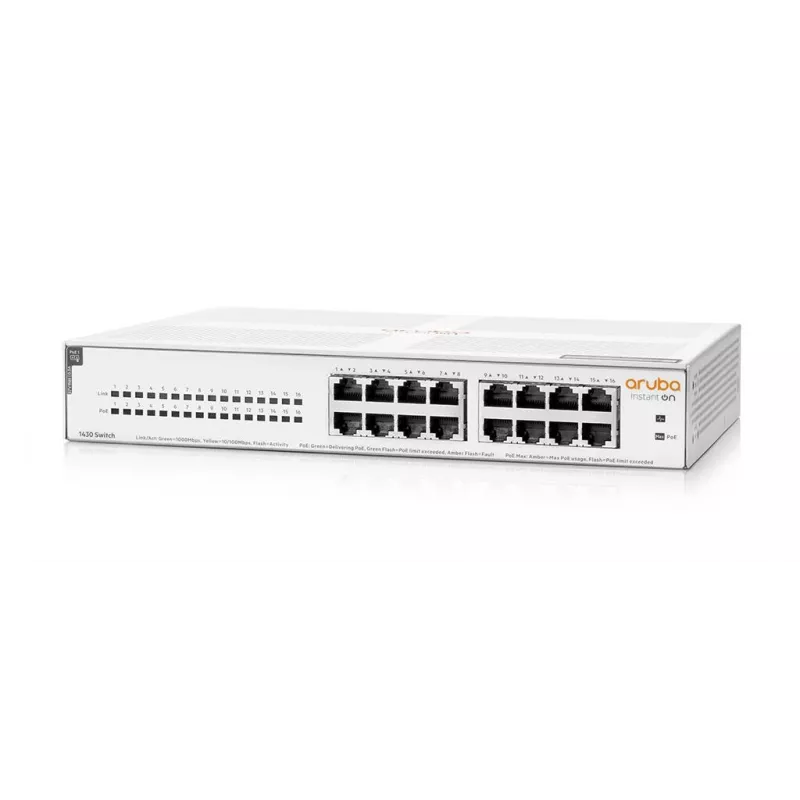 HPE Aruba Networking Aruba Instant On 1430 16G Class4 PoE 124W nevaldomas L2 Gigabit Ethernet jungiklis 1U baltas