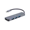 USB-C dokas nešiojamam kompiuteriui GEMBIRD A-CM-COMBO2-01 — USB 3.2 Gen 1 Type-C, 3× USB-A, 1× HDMI, pilka
