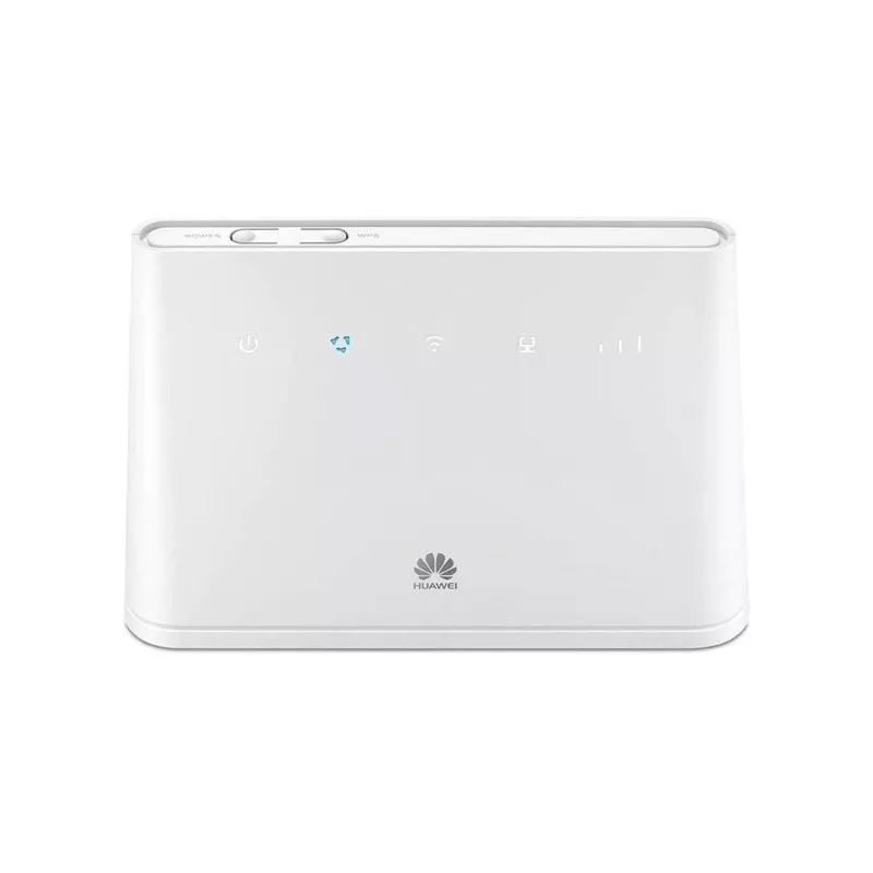 Belaidis stalinis maršrutizatorius HUAWEI B311-221, vienos juostos 2,4 GHz Wi‑Fi 4 (802.11n), Gigabit Ethernet, 4G LTE, SIM lizdas, RJ-11, 12V 1A, baltas