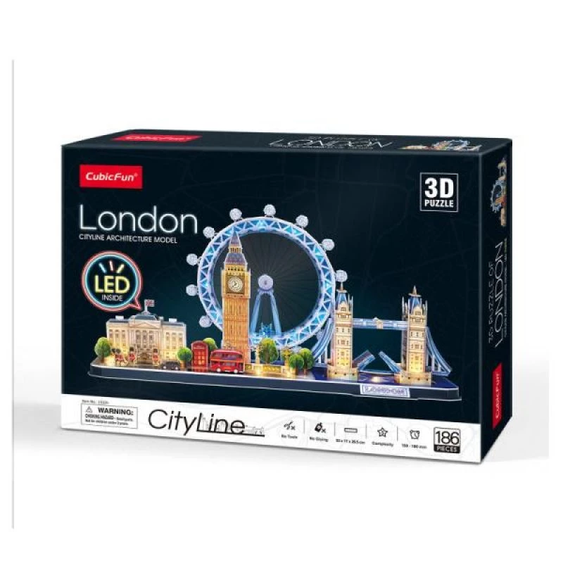 3D dėlionė CubicFun City Line London LED 107 dalių