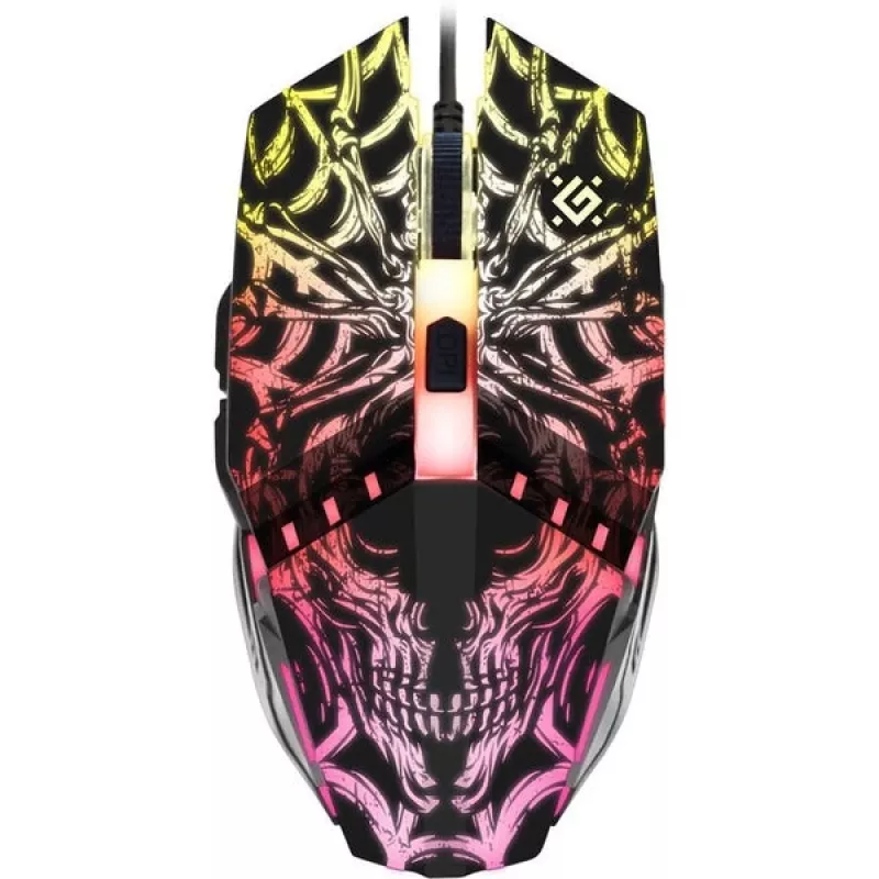 Gaming pelė DEFENDER GM-670L ambidekstrinė optinė, 2400 DPI, 5 mygtukai, laidinė, juoda, RGB