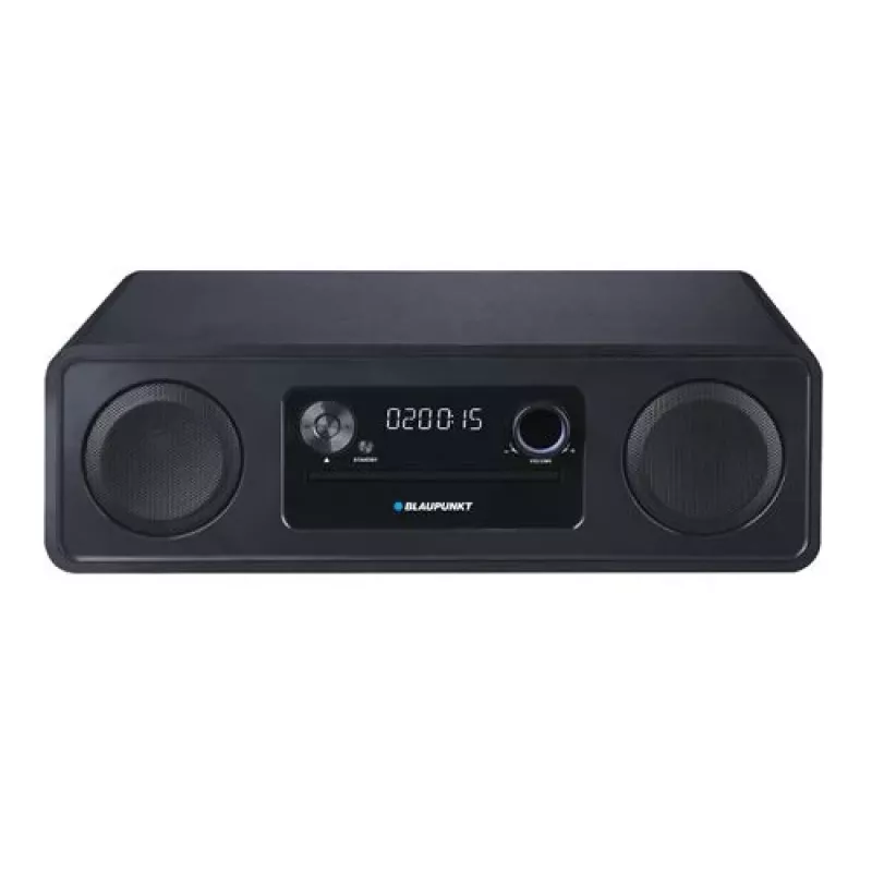 Mikro Hi-Fi sistema BLAUPUNKT MS20BK – CD/MP3/WMA, Bluetooth 5.0, FM, USB, MicroSD, 2×20W RMS, AUX, RCA, LED ekranas, 100–240V, juoda