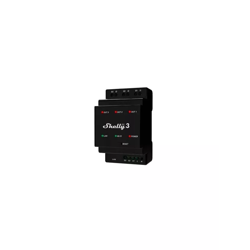 Shelly Pro 3 DIN bėgio WiFi/LAN/Bluetooth relės jungiklis