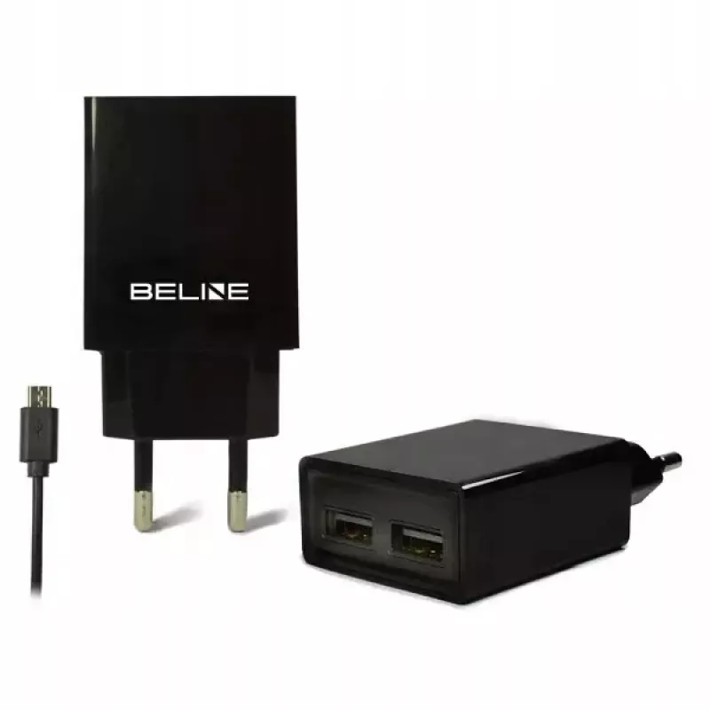 Keliautojas įkroviklis Beline Beli0011 — 2×USB prievadai, microUSB laidas, 2A išėjimas, juodas