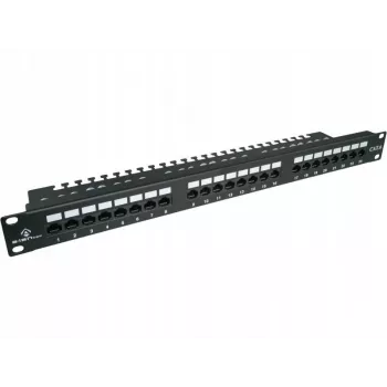 Patch panel Alantec PK001 24 prievadų UTP Cat.6 1U 19 colių – 24x RJ45, U/UTP (UTP), juodos spalvos